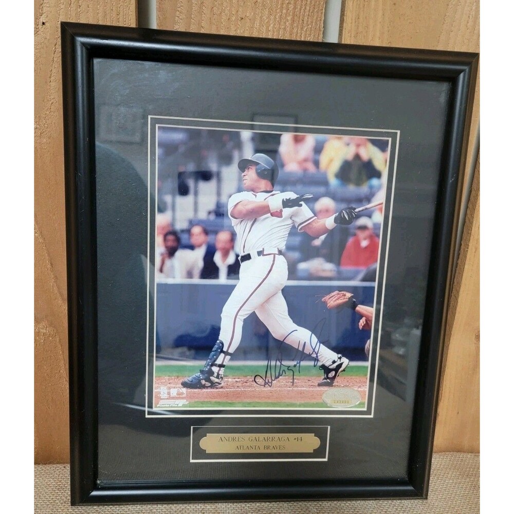 Andres Galarraga Signed 8x10 Print Atlanta Braves Framed 13x17 COA Excellent